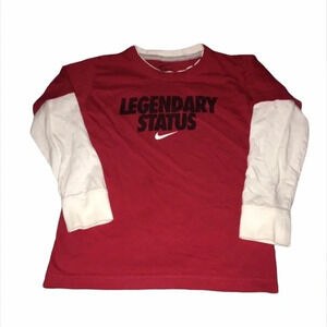 Nike Boys Red & White Long Sleeve Tee
